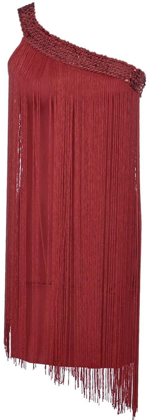 Price:$12.99    Anna-K S/M Fit Deep Red Asymmetrical Fringe Detail Cascade Roman Like Dress  Clothing