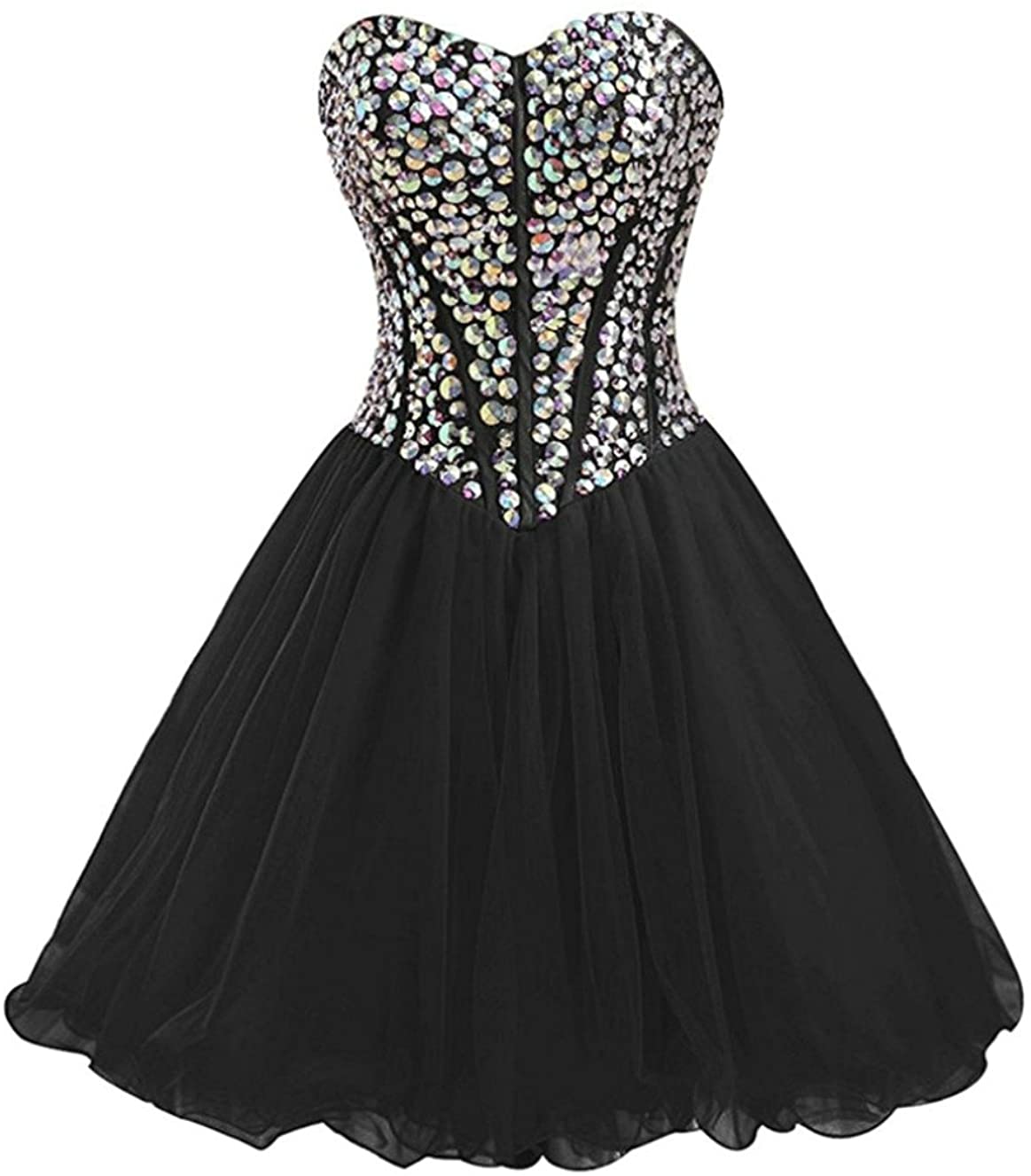 Price:$0.00    Vantexi Women's Sweetheart Tulle Homecoming Dress Short Party Prom Gown  Clothing