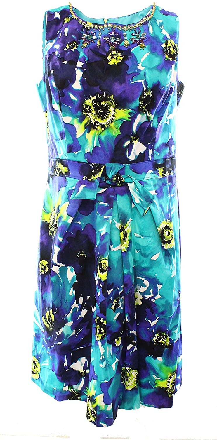 Price:$35.38    ELLEN TRACY Embellished Floral-Print Dress Blue 10 $128  Clothing