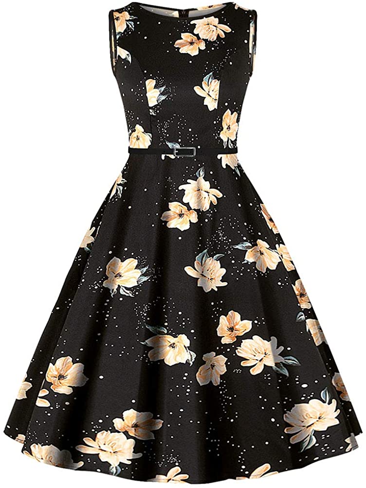 Price:$15.99 Sister Amy Women's Cocktail Dress Retro 1950's Floral Printed Swing Party Dress at Amazon Women’s Clothing store