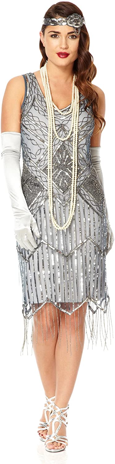 Price:$97.50 Isobel Vintage Inspired Fringe Dress in Blue Grey at Amazon Women’s Clothing store