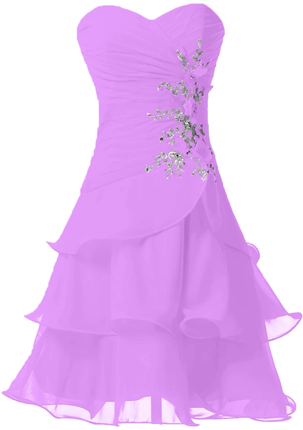 Price:$69.00    SUNVARY Sweetheart Applique Chiffon Homecoming Party Dresses Club Dress Size 26W- Light Purple  Clothing