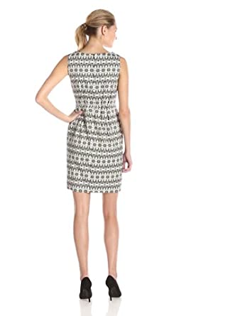 Price:$154.75    Adrianna Papell Women's Sleeveless Printed Sheath Dress with Embellished Neck, Black/Ivory, 6  Clothing