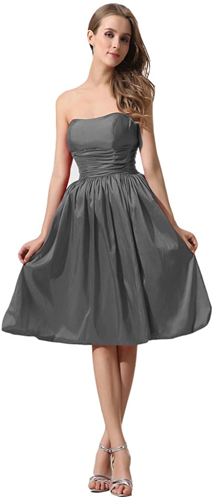 Price:$79.99    Kivary Women's Strapless Lnee Length Formal Simple Short Homecoming Prom Dresses  Clothing