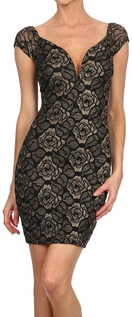Price:$32.95    WHITE APPAREL Women's Sexy Rose Pattern Laced Mini Dress  Clothing