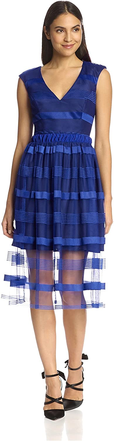 Price:$58.80    A.B.S. by Allen Schwartz Women's V-Neck Dress with Striped Overlay  Clothing