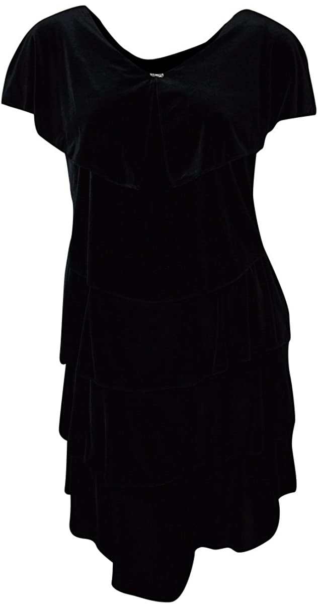 Price:$16.95 Patra Women's Embellished Tiered Velvet Dress (6, Black) at Amazon Women’s Clothing store