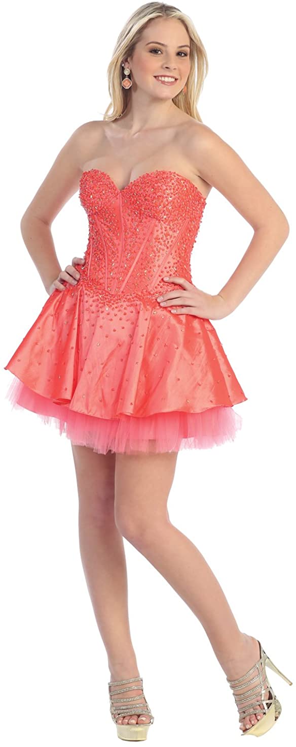 Price:$84.99 US Fairytailes Strapless Fancy Cocktail Party Junior Prom Dress #2578 at Amazon Women’s Clothing store