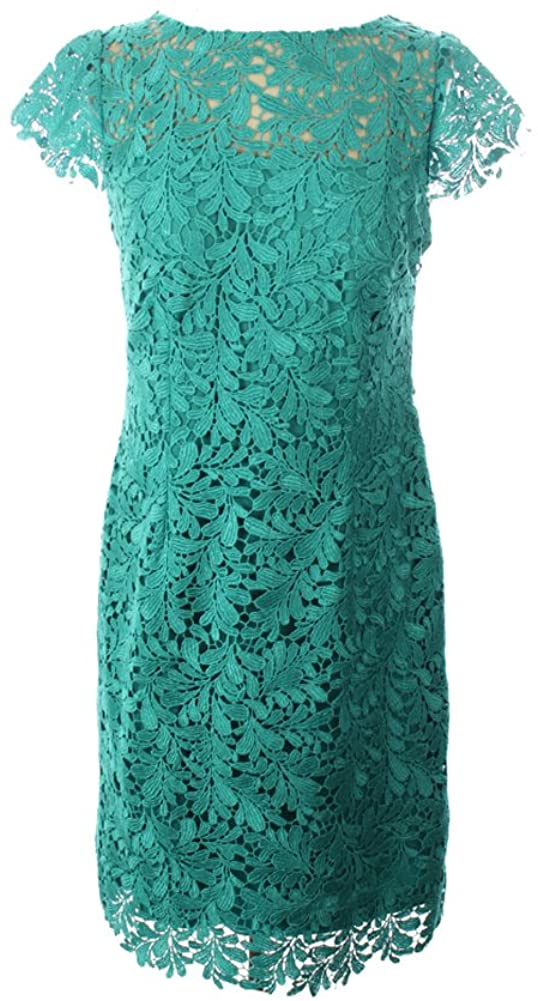 Price:$59.99    Patra Open-Back Lace Sheath Dress, Jade  Clothing