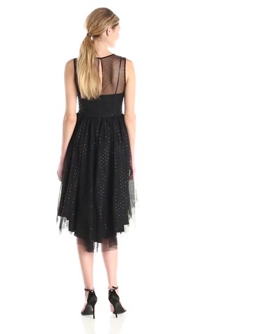 Price:$39.99    Donna Morgan Women's Sleeveless Sequin Sweetheart Dress with Illusion  Clothing