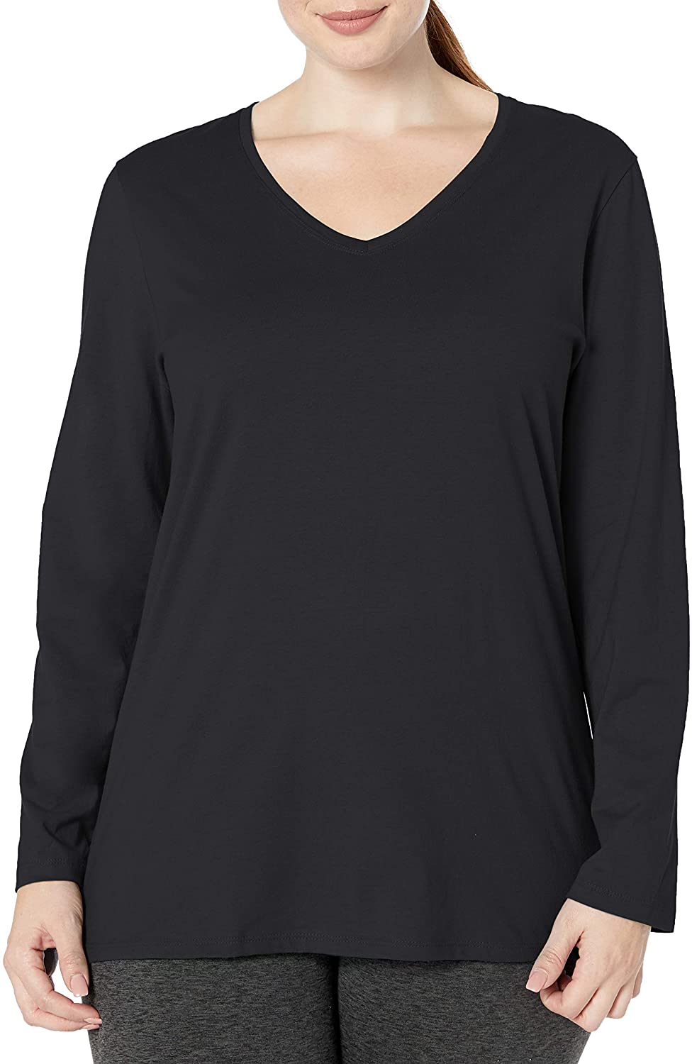 Price:$8.00 JUST MY SIZE Women's Plus Size Vneck Long Sleeve Tee at Amazon Women’s Clothing store