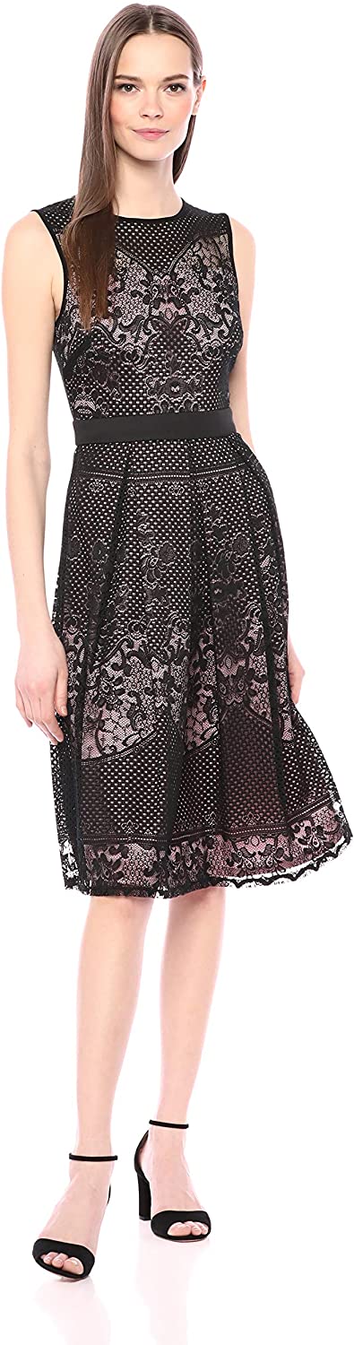 Price:$24.98    Gabby Skye Women's Illusion Lace Fit and Flare Dress  Clothing