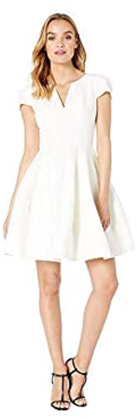 Price:$295.69    HALSTON Women's Short Sleeve Notch Neck Dress with Tulip Skirt, Chalk, 10  Clothing