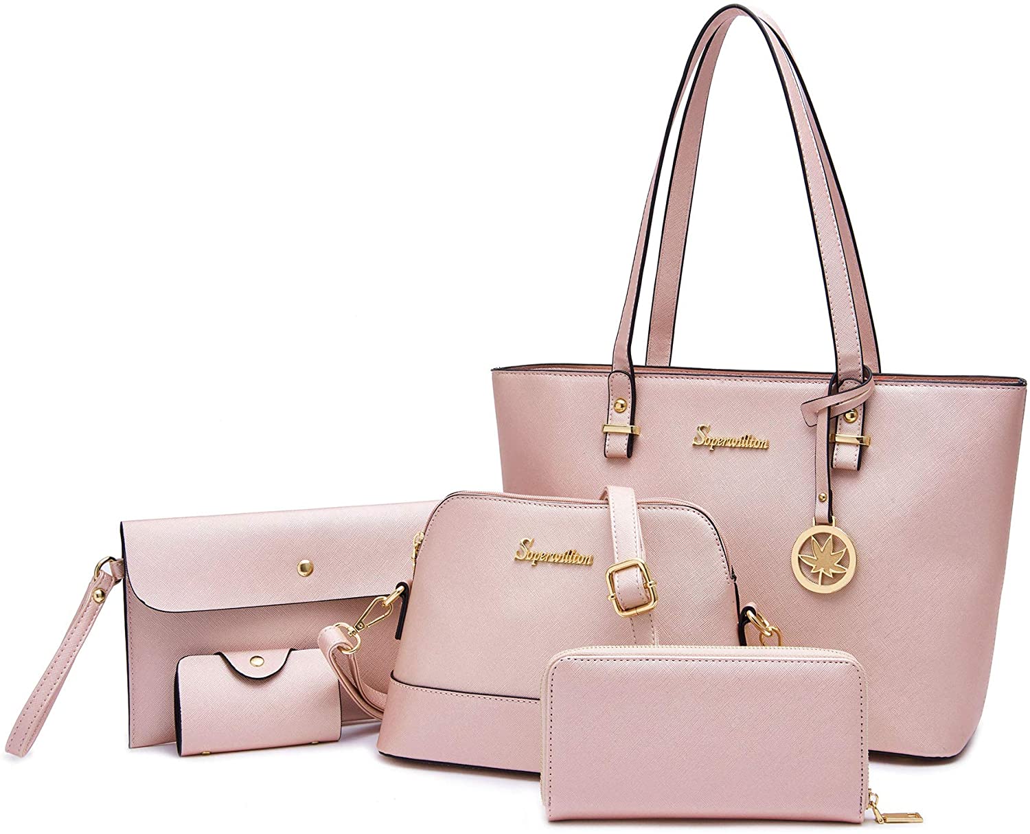 Price:$39.99    Soperwillton Women Fashion Handbags Tote Bag Shoulder Bag Top Handle Satchel 5pcs Purse Set  Shoes