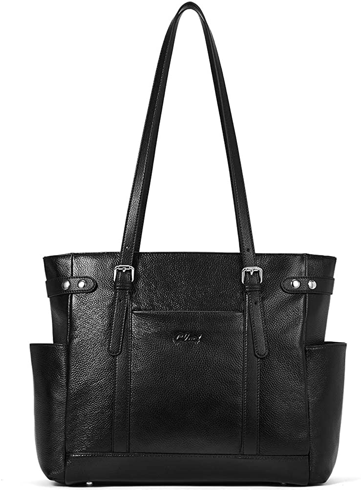 Price:$74.99    Laptop Totes for Women Genuine Leather Briefcase Large Ladies Shoulder Bag Work Handbags 15.6 Inch Computer Black  Clothing