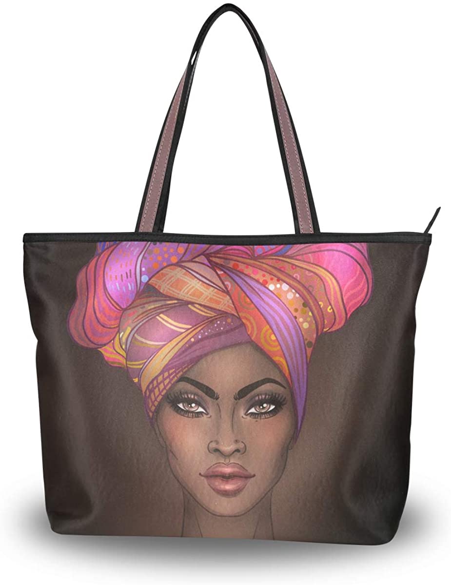 Price:$18.99 Woman Tote Bag Shoulder Handbag African American Woman for Work Travel Business Beach Shopping School  Handbags   