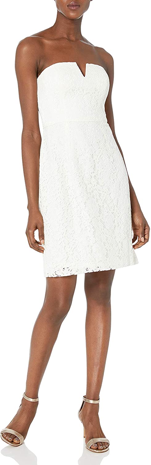 Price:$65.82    Donna Morgan Women's Quinn Short Strapless Lace Dress  Clothing
