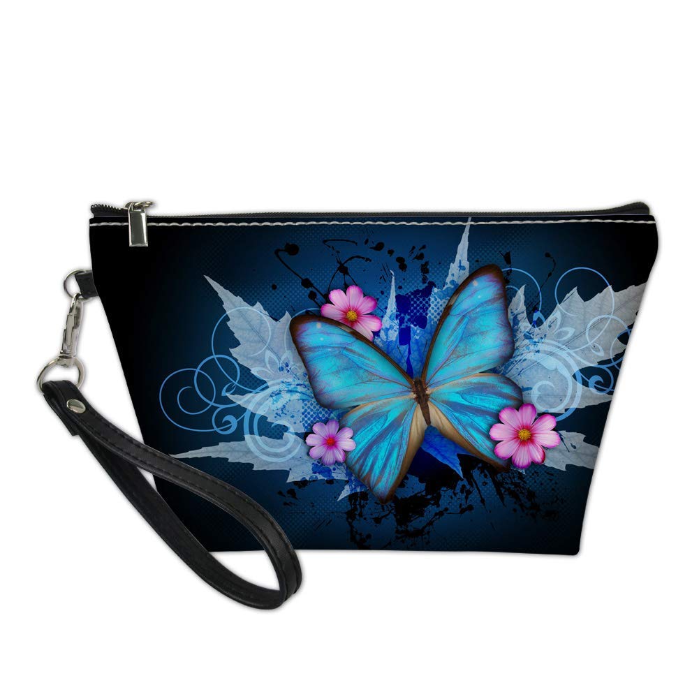 Price:$7.99     AFPANQZ Blue Butterfly Traveling Cosmetic Makeup Bag Pouch Zipper Tote Purse for Women Ladies Business Trip Toiletry Storage Bag   Beauty