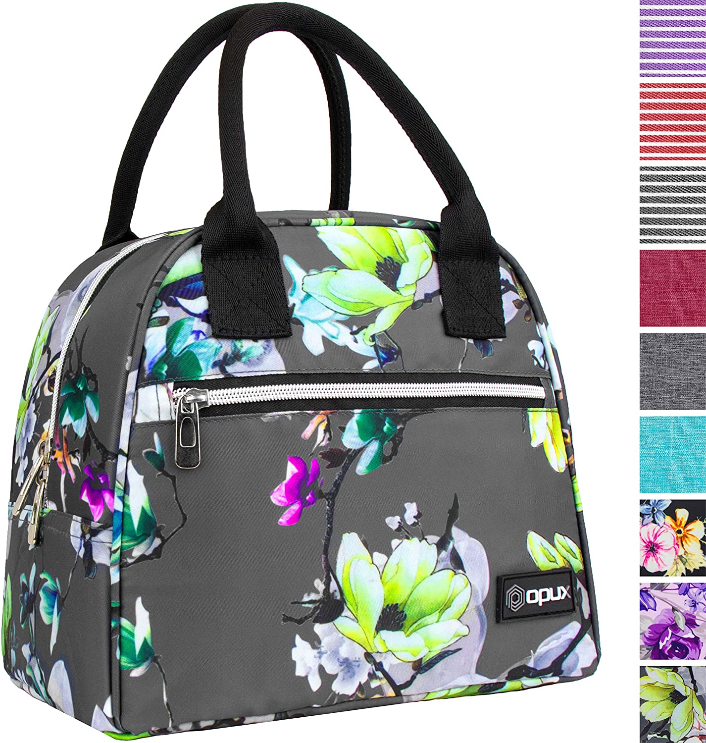 Price:$12.99    OPUX Lunch Bag for Women | Insulated Lunch Tote for Ladies, Girls, Female | Medium Reusable Soft Lunch Box Purse Cooler for School, Work, Office | Fits 12 Cans (Floral Grey)  Kitchen & Dining