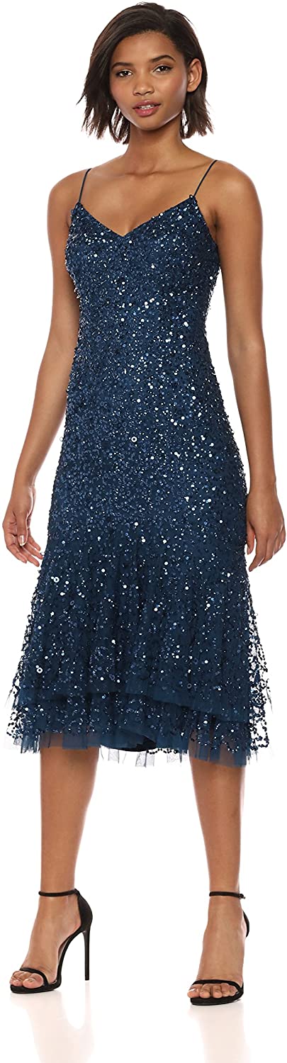 Price:$32.07    Adrianna Papell Women's Chic Beaded Floral Short Dress  Clothing