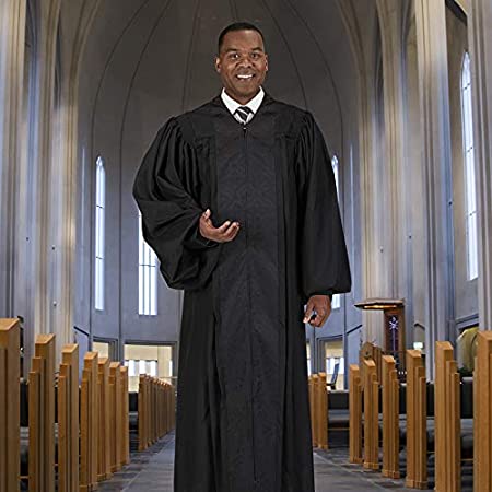 Price:$0.00    Autom Black Jacquard Trim Pulpit Robe  Clothing