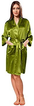 Price:$0.00    Womens Satin Short Robe for Bridal Bathrobe Lounge wear Robes Sleepwear Up to Size 20 (Mint Green, Large)  Clothing