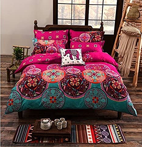 Price:$21.99    Sandyshow Microfiber Duvet Cover Set, Bohemia Bedding, Reversible Color Design, King Size  Home & Kitchen