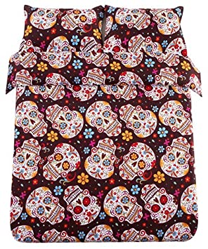 Price:$19.99    Sandyshow 2PC Sugar Skull Bedding Microfiber Duvet Cover Set  (Twin, Sugar Skull)  Home & Kitchen