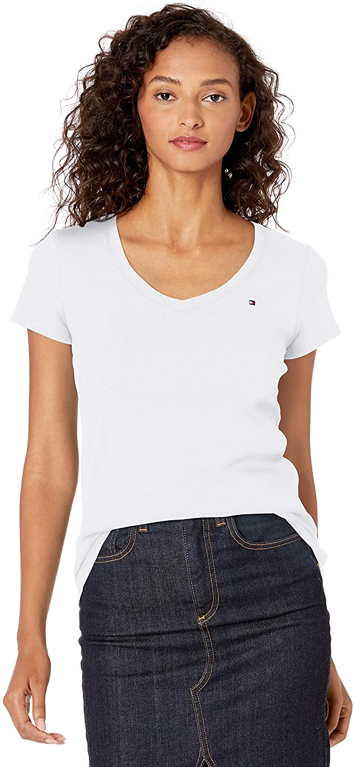 Price:$9.05 Tommy Hilfiger Women's Short Sleeve V-Neck T-Shirt (Standard and Plus Size) at Amazon Women’s Clothing store