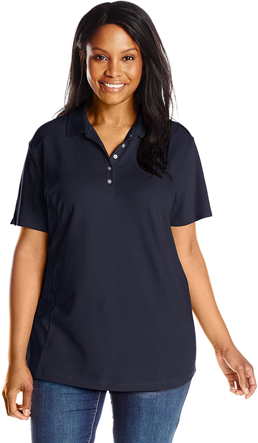 Price:$14.25 Riders by Lee Indigo Women’s Plus Size Morgan Short Sleeve Polo Shirt at Amazon Women’s Clothing store