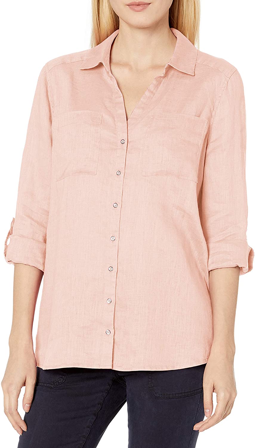 Price:$29.70 Vince Camuto Women's Long Sleeve Two Pocket Pinstripe Refresh Button Down Blouse at Amazon Women’s Clothing store