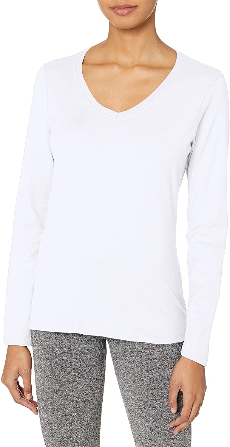 Price:$6.98 Hanes Women's V-Neck Long Sleeve Tee at Amazon Women’s Clothing store