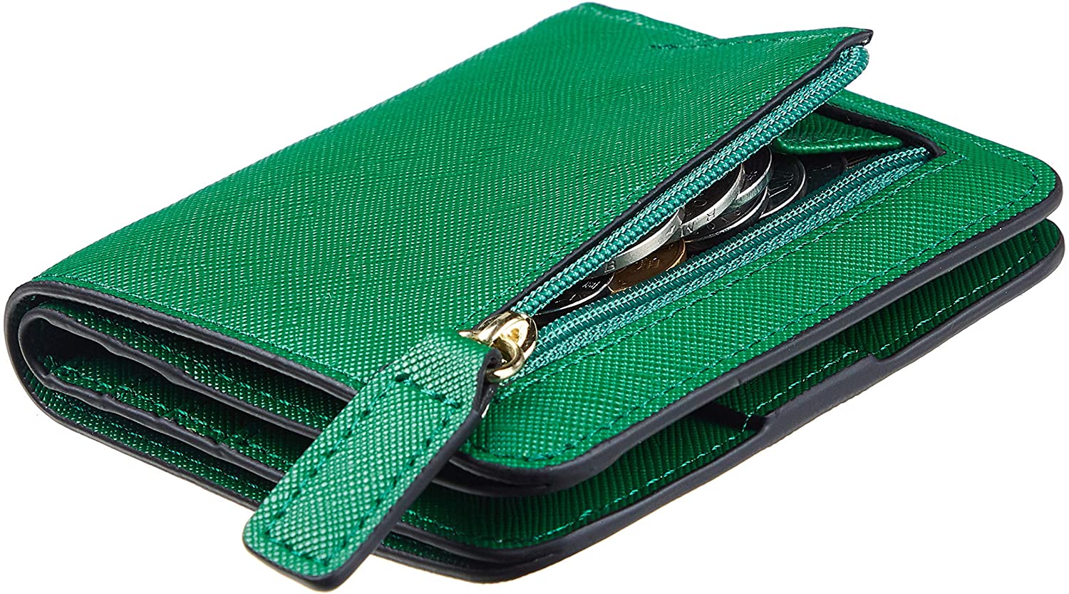 Price:$9.99    Toughergun Womens Rfid Blocking Small Compact Bifold Leather Pocket Wallet Ladies Mini Purse with ID Window (CH Green)  Clothing