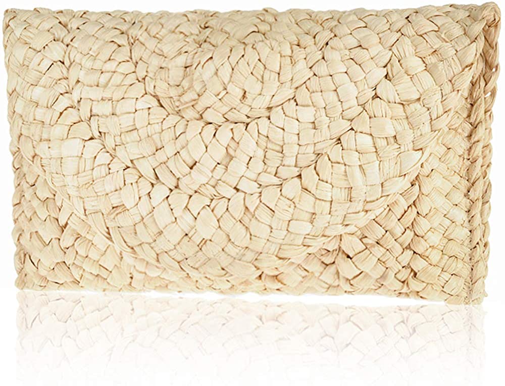 Price:$0.00 Straw Clutch Handbag, Xmeng Women Straw woven Purse Envelope Bag Wallet Summer Beach Bag for Ladies, Beige, 11.02''x 1.7''x 6.1''  Handbags   