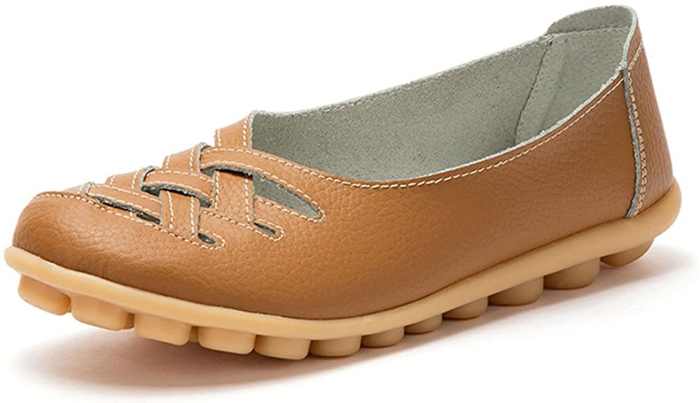 Price:$19.99   | KEESKY Women's Leather Casual Cut Out Loafers Flat Slip-on Shoes | Loafers & Slip-Ons