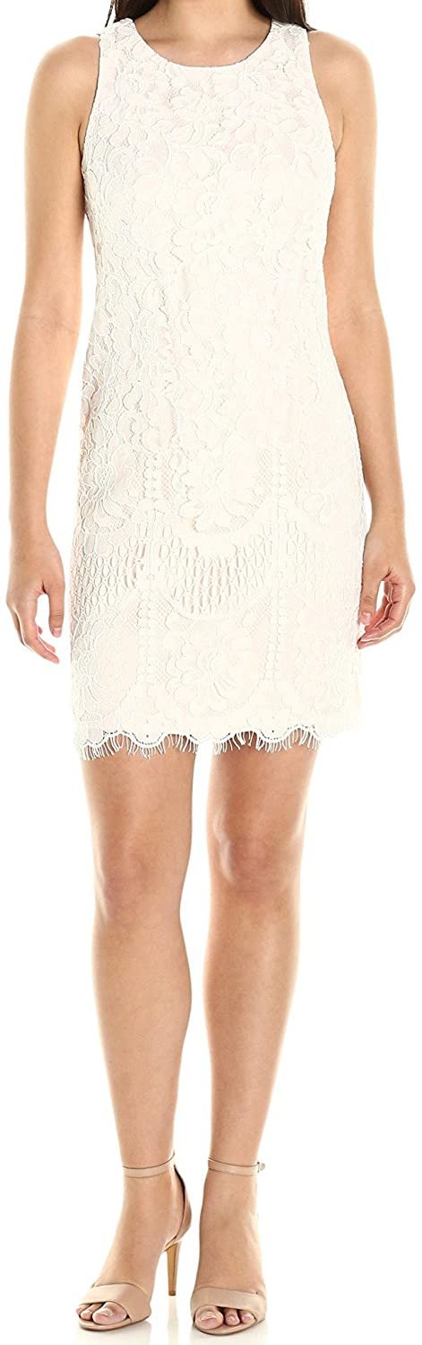 Price:$69.87 Eliza J Women's Sleeveless Lace Shift with Contrast Lining at Amazon Women’s Clothing store