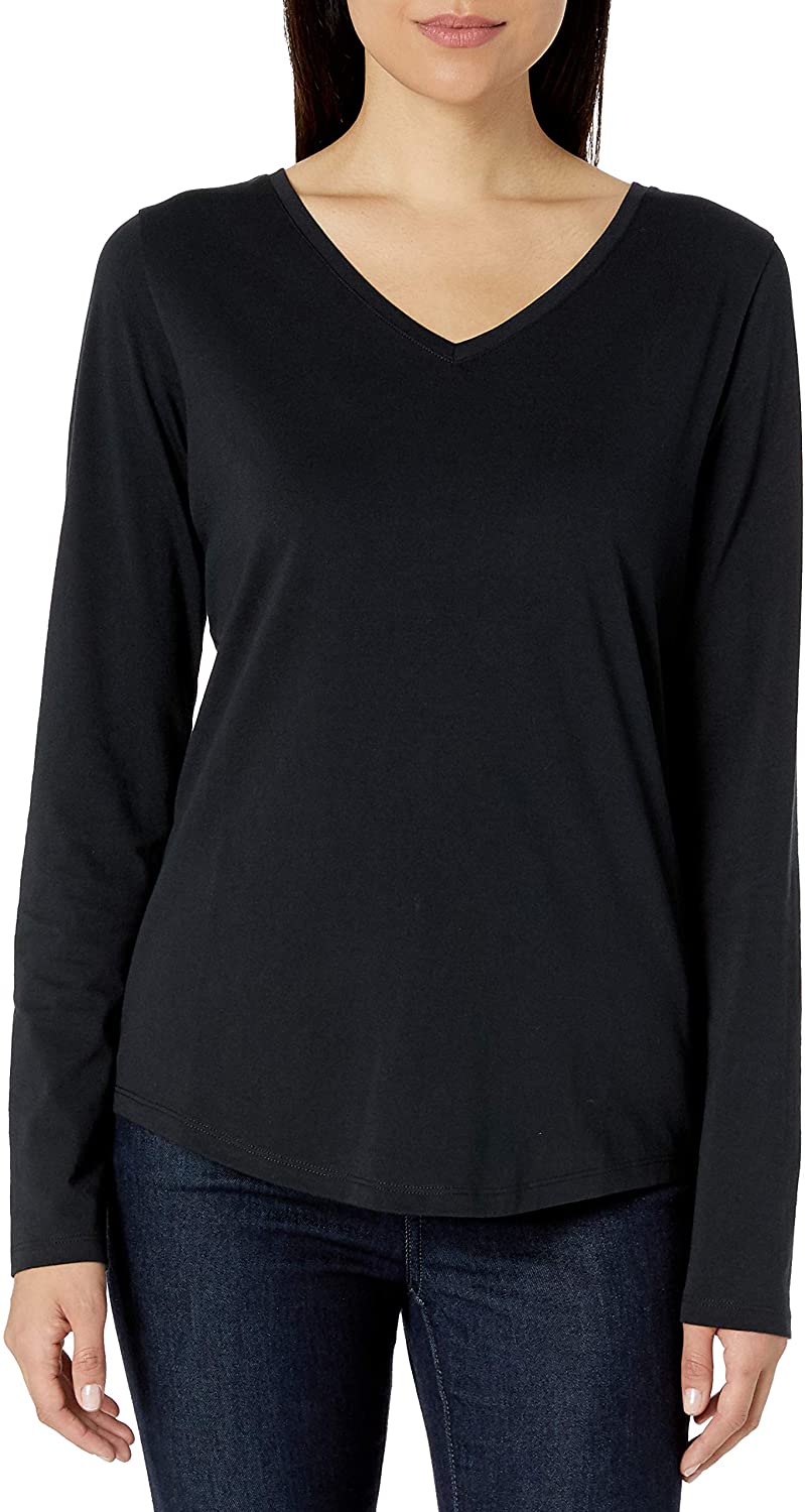 Price:$8.20    Amazon Essentials Women's Classic-Fit 100% Cotton Long-Sleeve V-Neck T-Shirt  Clothing