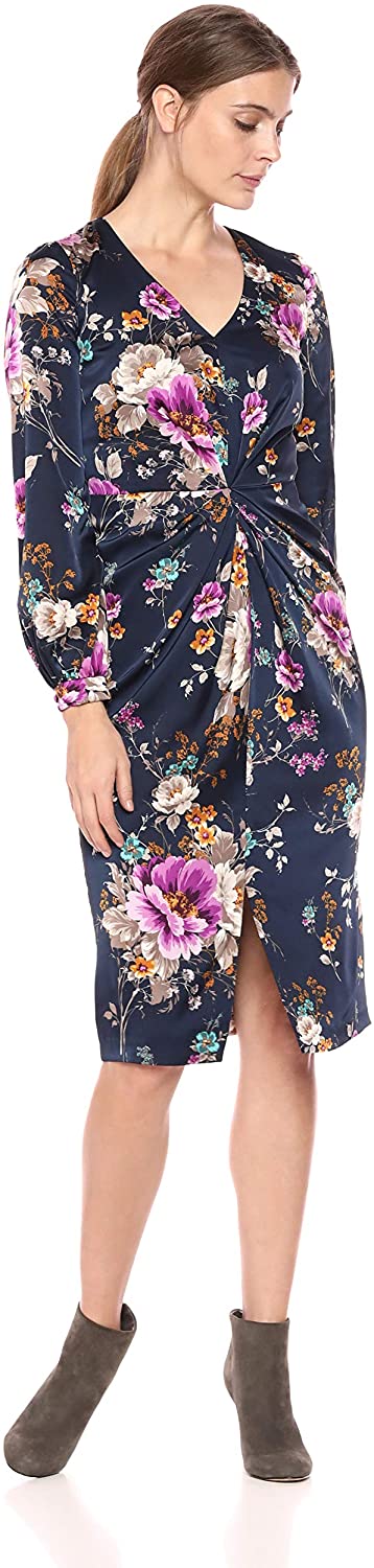 Price:$34.22    Maggy London Women's Floral Charmeuse Draped Dress  Clothing