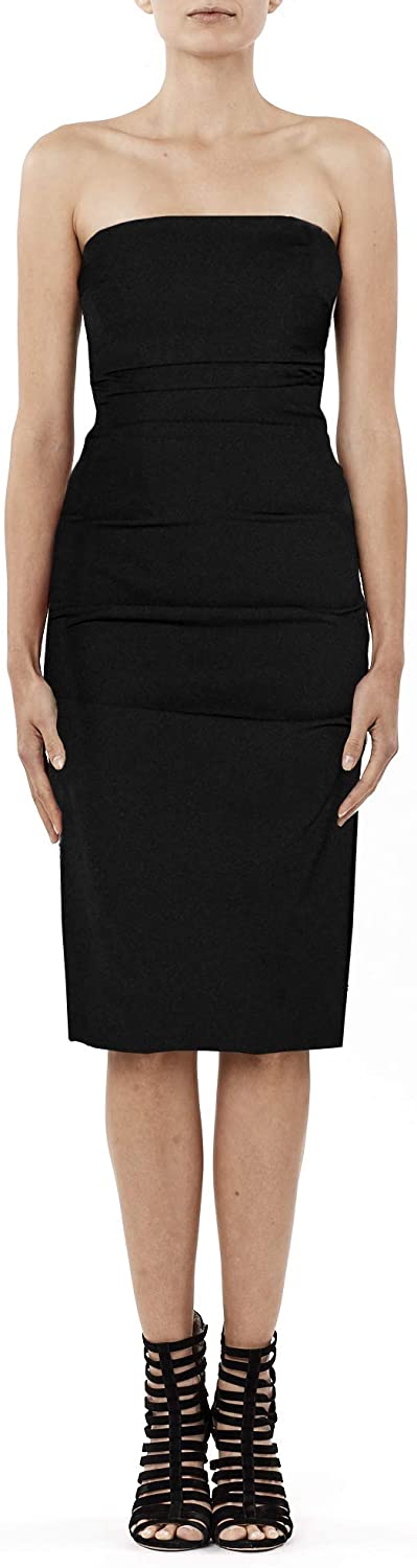Price:$0.00    Nicole Miller Women's Techy Crepe Tuck Strapless Dress, Black, 14  Clothing
