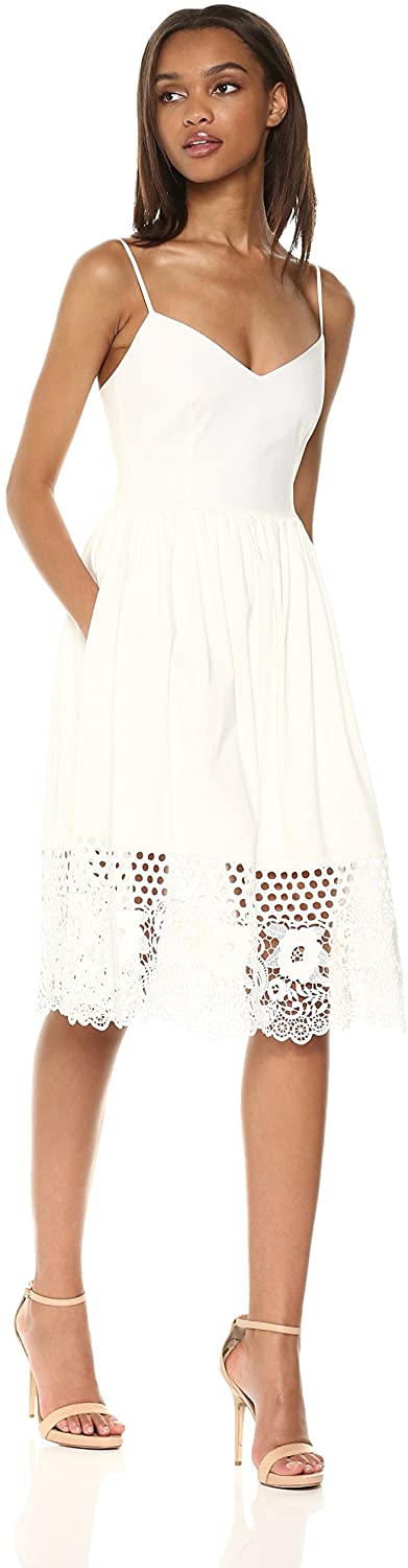 Price:$0.00    French Connection Women's Strappy Jersey LACE Dress, Summer White Salerno, 12  Clothing