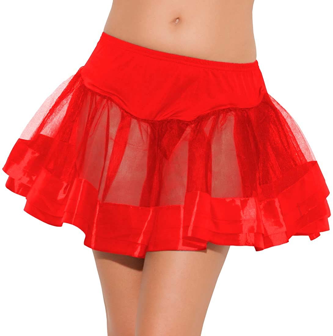 Price:$0.00    Elegant Moments White Satin and Tulle Petticoat Red One Size Fits Most  Adult Exotic Negligees  Clothing