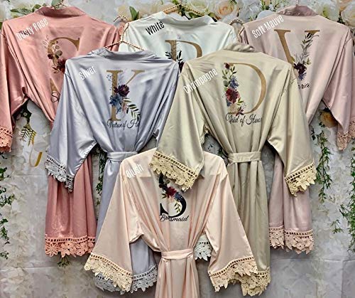 Price:$19.99    Valentines Day Gifts Lace Bridal Robes Customized Bridesmaids Party Wedding Gift Getting Ready Gown  Clothing