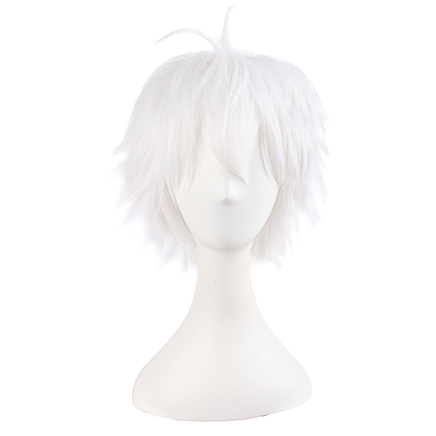 Price:$14.99    MapofBeauty 14"/35cm Men With Short Hair Tied Ponytail Cosplay Party Wigs (White)  Beauty