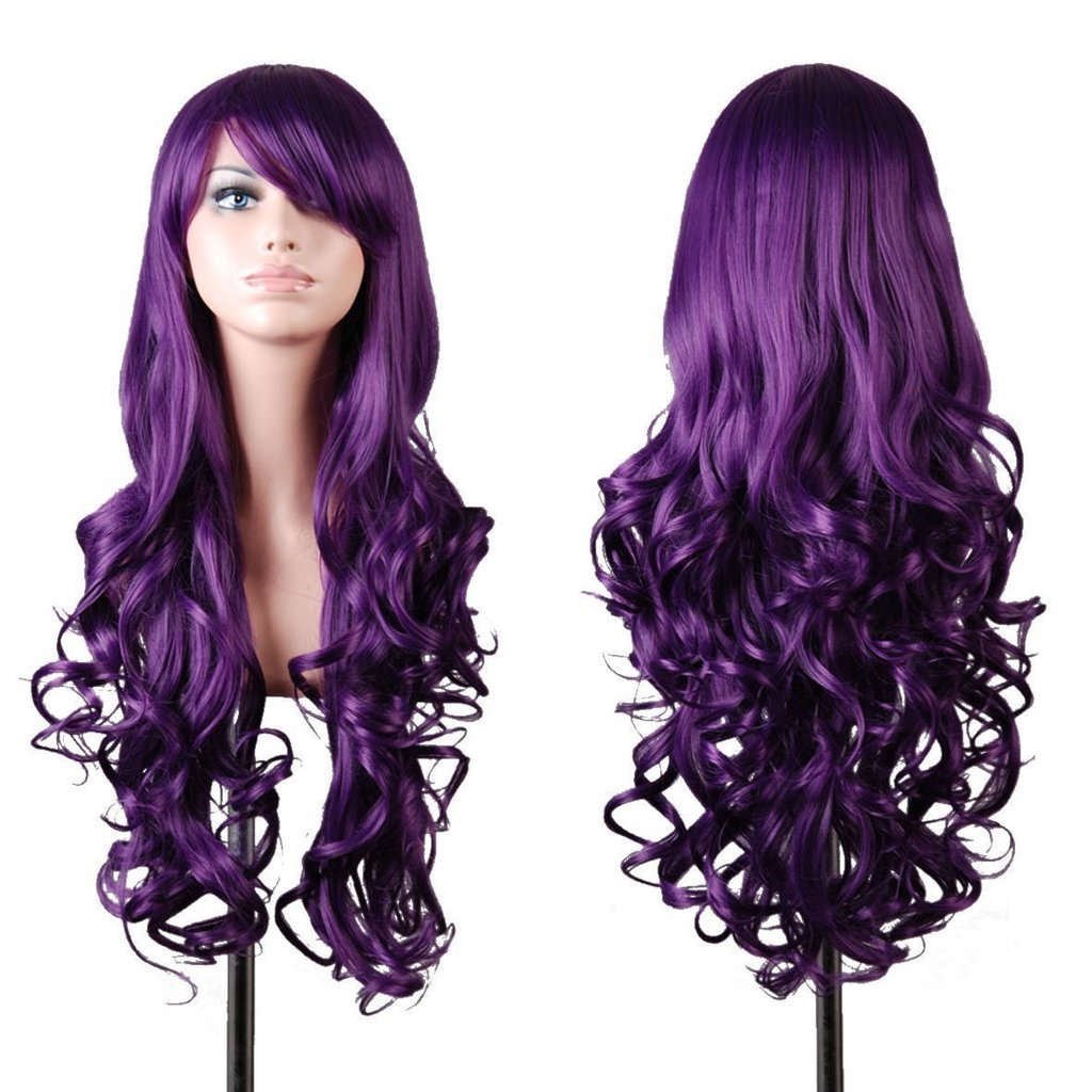 Price:$12.99    EmaxDesign Wigs 32 Inch Cosplay Wig For Women With Wig Cap and Comb(Dark Purple)  Beauty