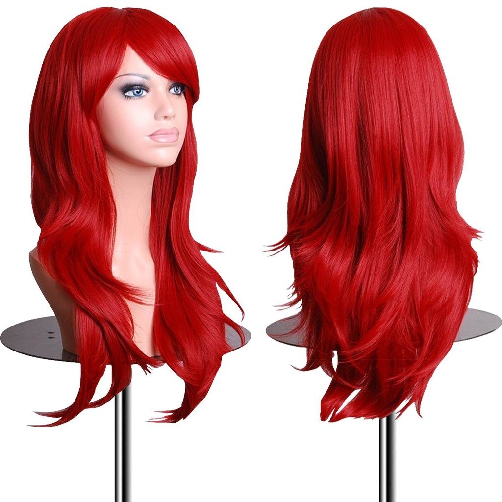 Price:$12.99    EmaxDesign Wigs 28 Inch Cosplay Wig For Women With Wig Cap and Comb (Red)  Beauty