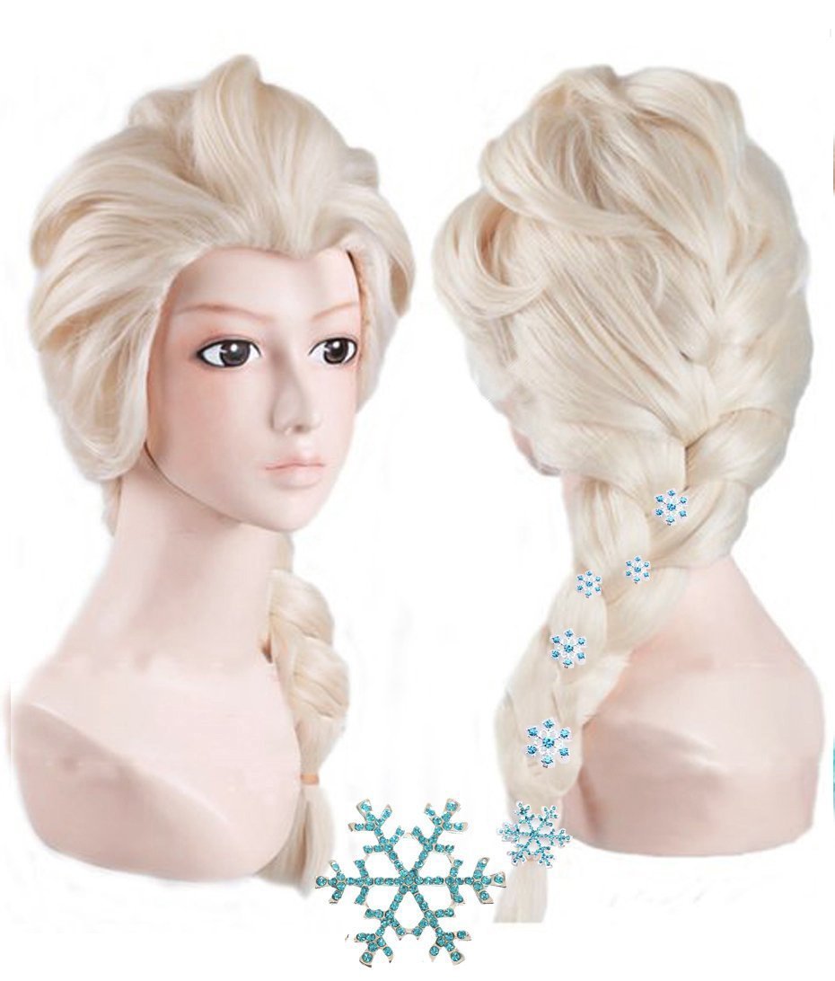 Price:$17.90    Anogol Princess Wig for Kids Blonde Cosplay Wig Party Wigs Braid With 6 Hairpins  Beauty