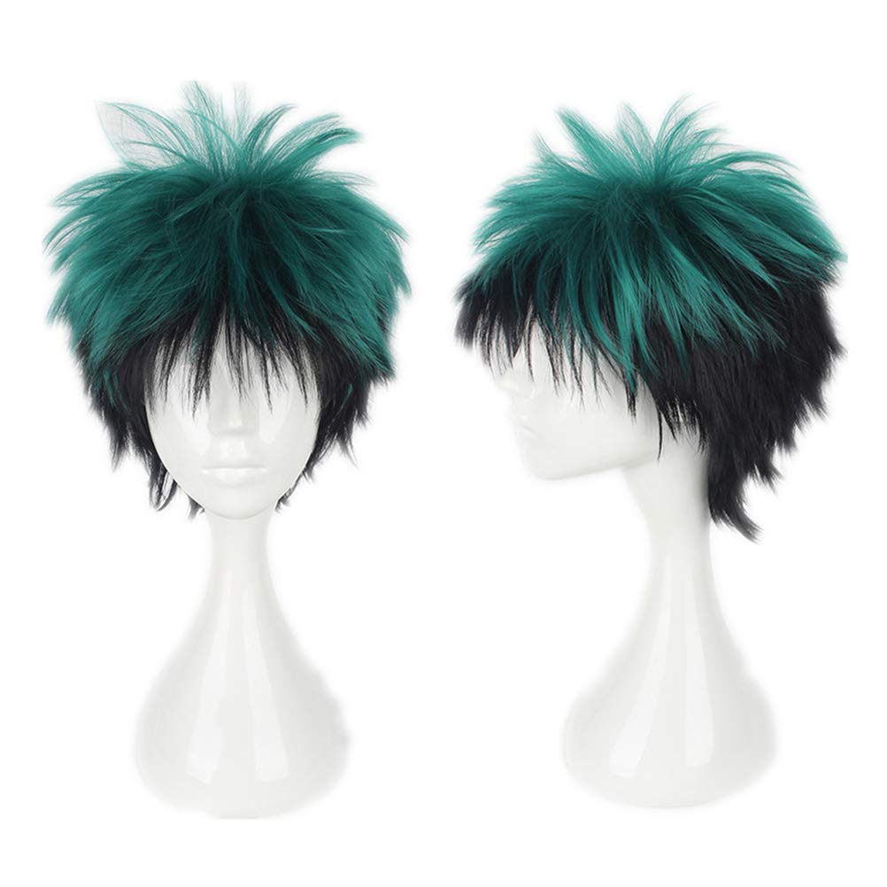 Price:$15.99    COSPLAZA Cosplay Wig Black Green Anime Hair Halloween Synthetic Wigs  Beauty