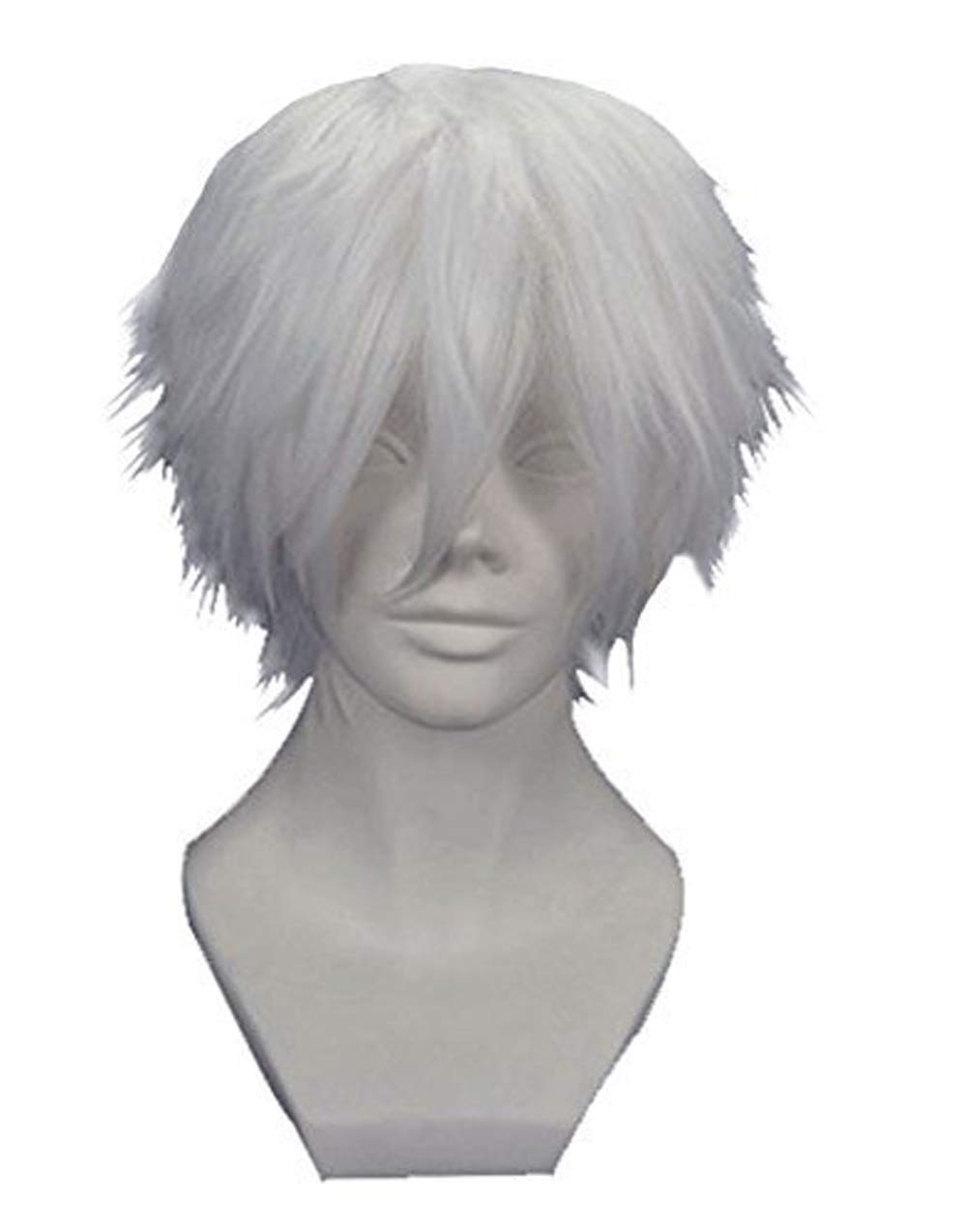 Price:$14.98    Anogol Hair Cap + Silver White Men's Short Straight Costume Party Cosplay Wig  Beauty