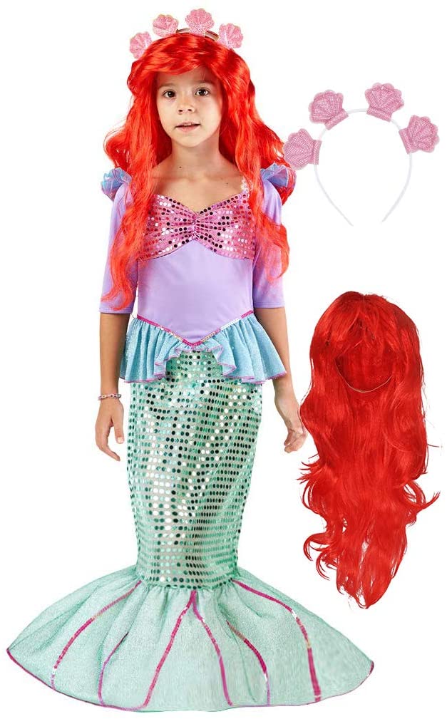 Price:$19.99    Spooktacular Creations Deluxe Mermaid Costume Set with Red Wig and Headband (Toddler (3-4))  Clothing