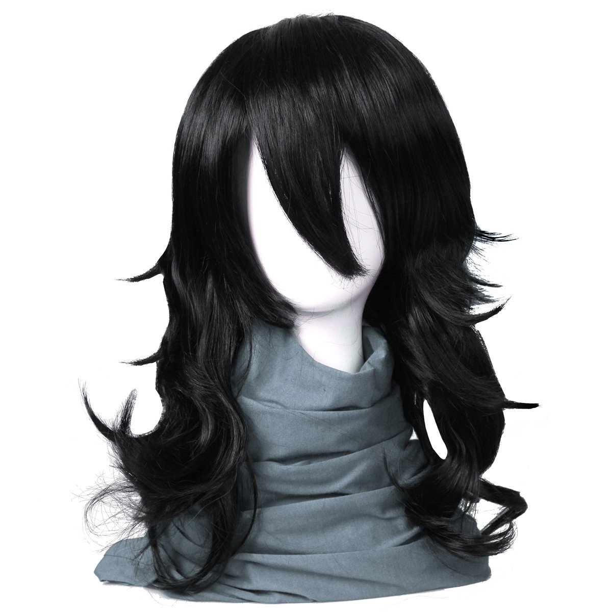 Price:$18.90    ColorGround Medium Long Wavy Anime Cosplay Wig for Men (Black Wavy)  Beauty